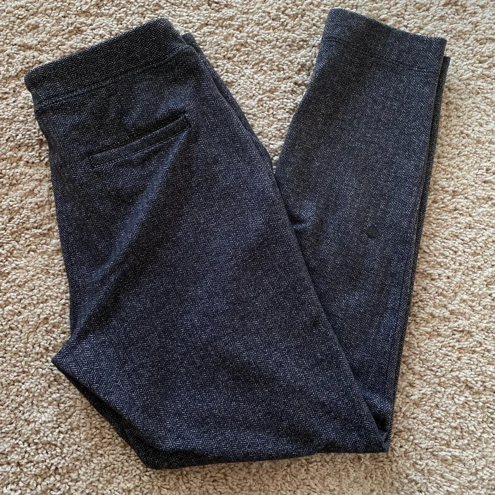 Lululemon Athletica Jet Crop Slim Giant Herringbone Black Heathered Pants Size S